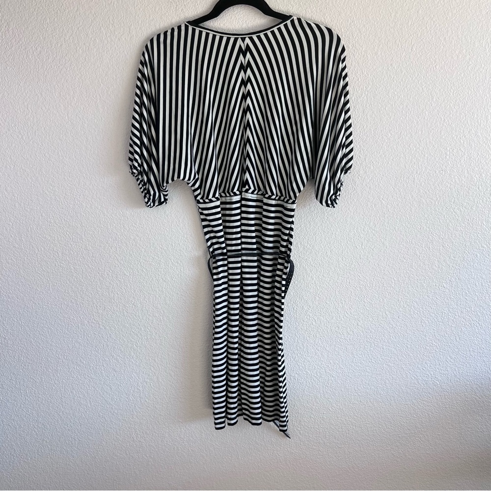 Max‎ Studio Women’s Striped V-Neck Dolman Sleeve Belted Dress - Picture 11 of 14